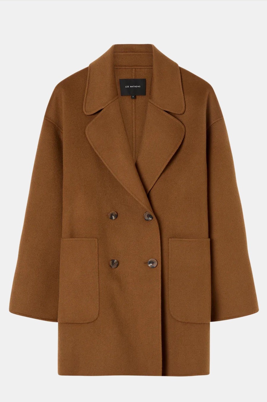 Coats And Jackets Lee Mathews | Florentine Cashmere Pea Coat In Camel Brown