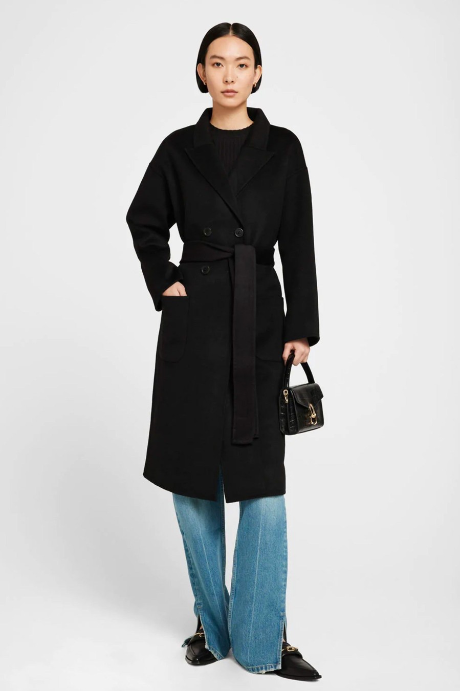 Coats And Jackets Anine Bing | Dylan Coat In Cashmere Blend Black