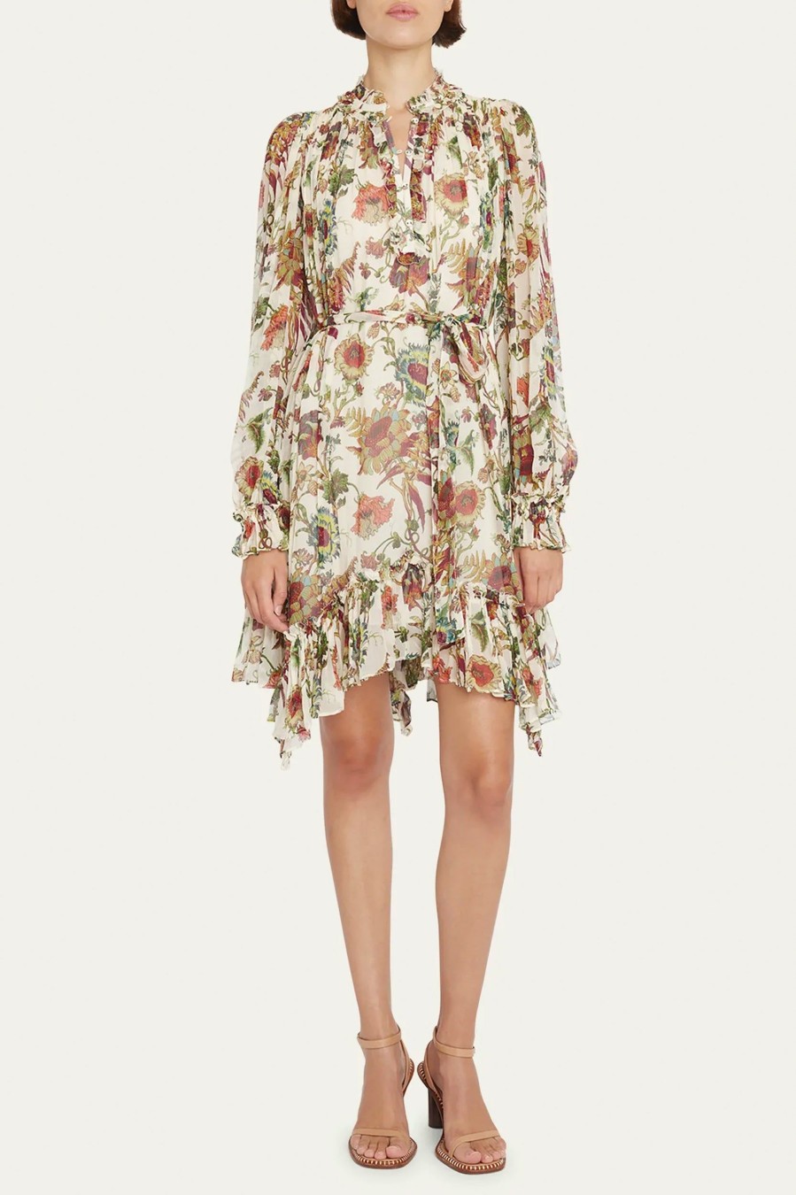 Dresses ULLA JOHNSON | Anais Silk Dress In Cream Freesia Floral