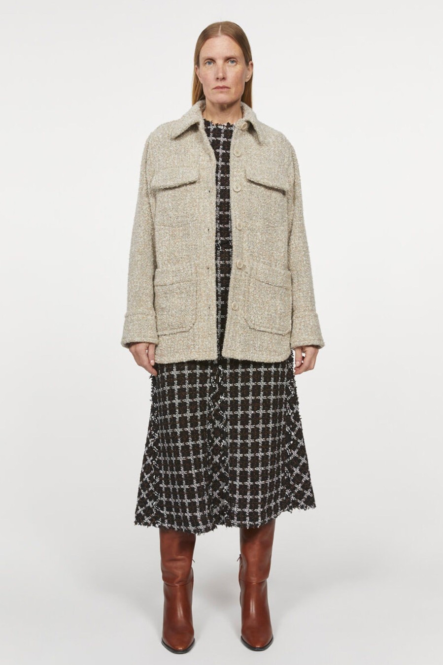 Coats And Jackets Rodebjer | Avril Boucle Jacket In Off White Neutrals