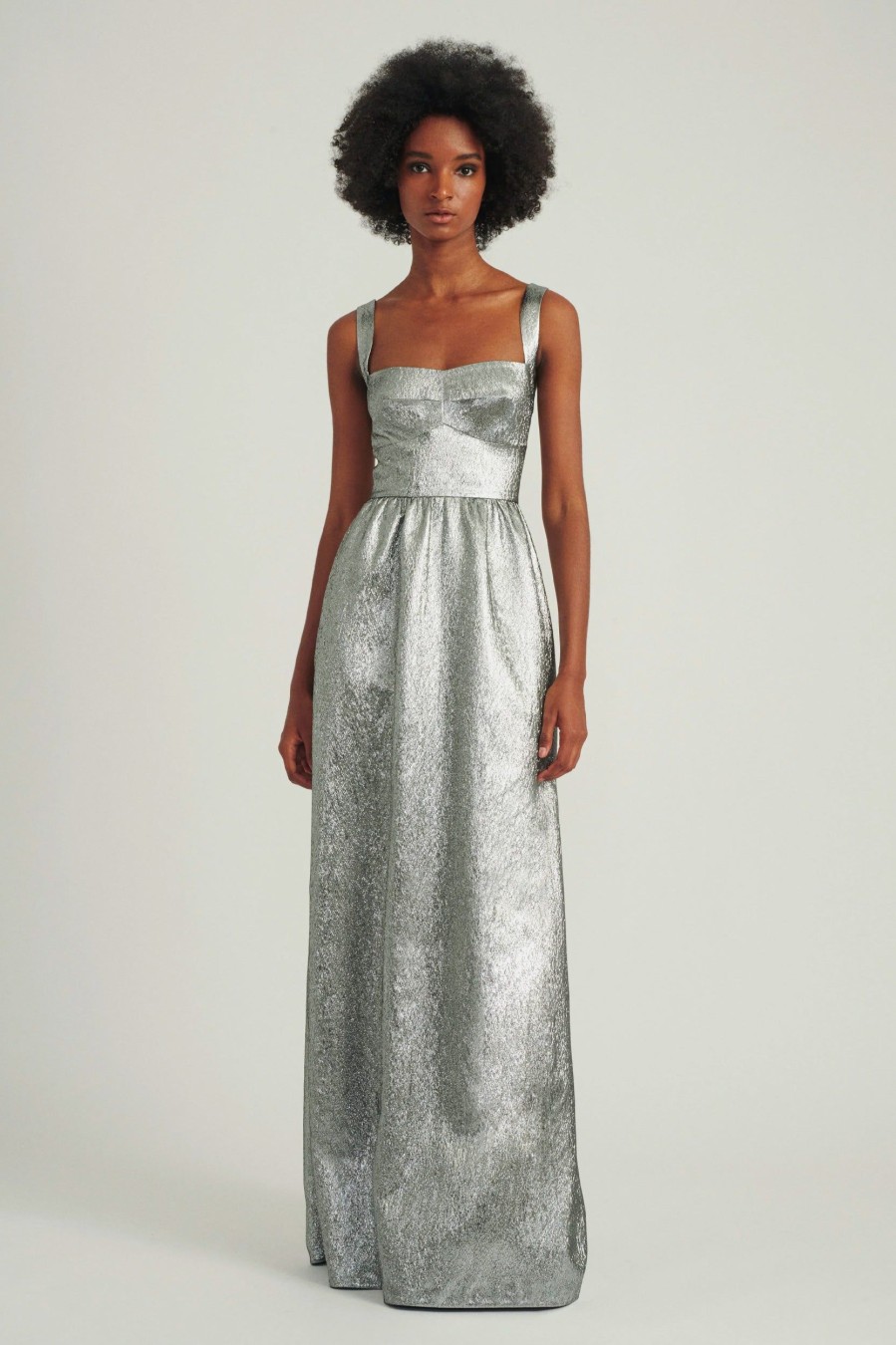 Dresses Saloni London | Rachel Long Dress In Silver