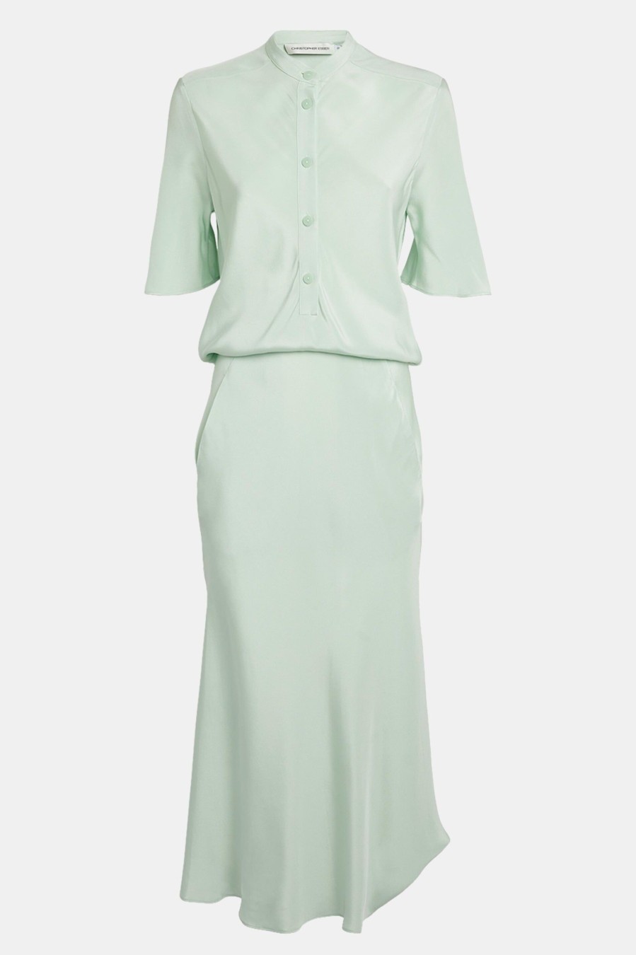 Dresses Christopher Esber | Bias Silk Tee Dress In Mint Green