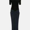 Dresses Victoria Beckham | Polo Neck Gathered Dress In Midnight Blue