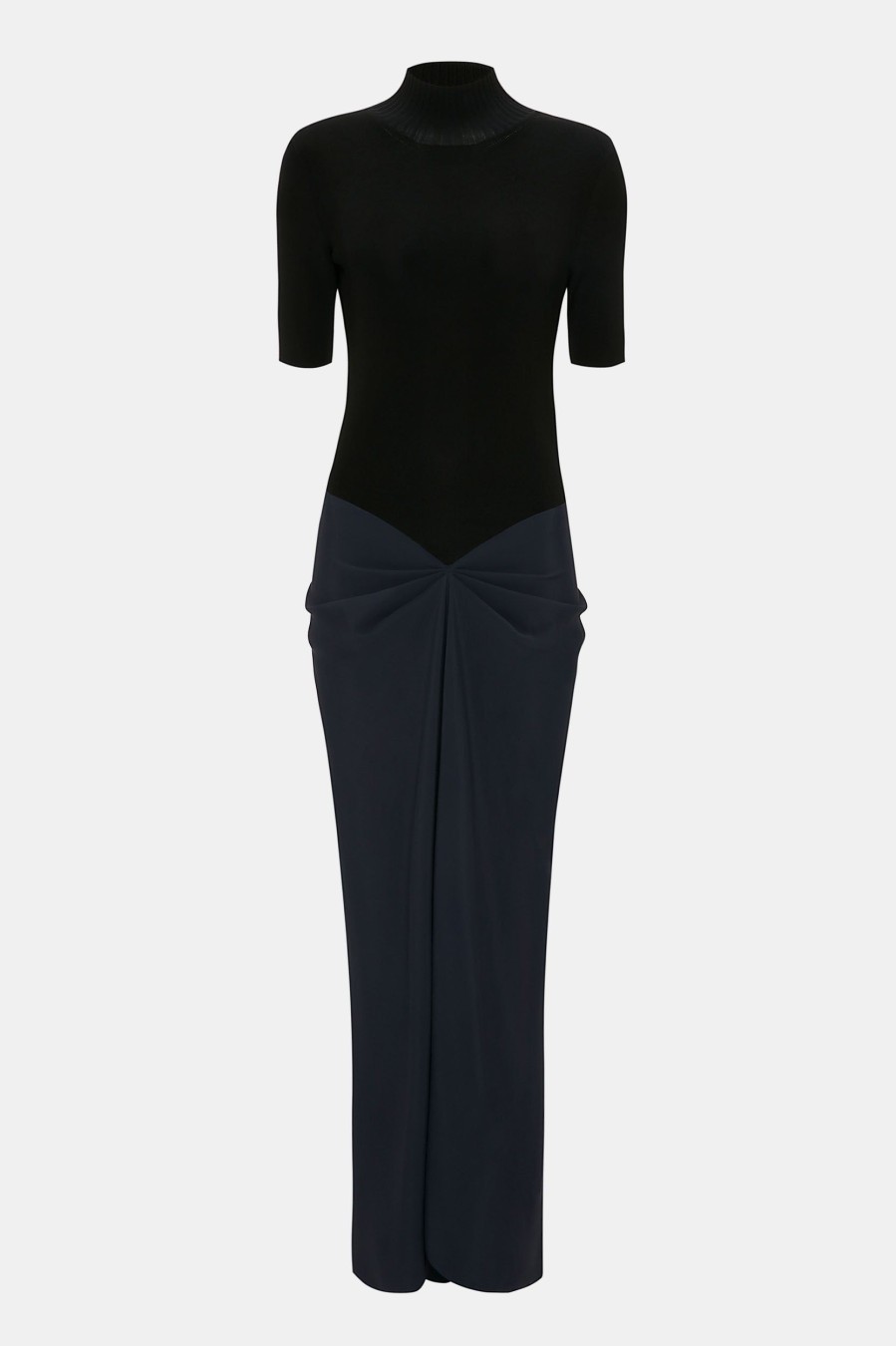 Dresses Victoria Beckham | Polo Neck Gathered Dress In Midnight Blue