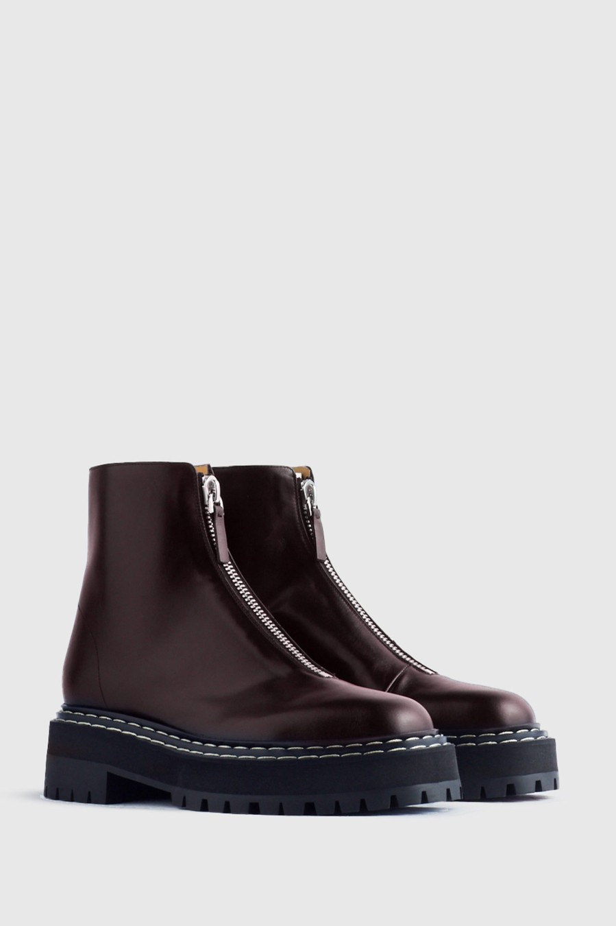 Shoes Proenza Schouler | Lug Sole Zip Boots In Espresso Brown