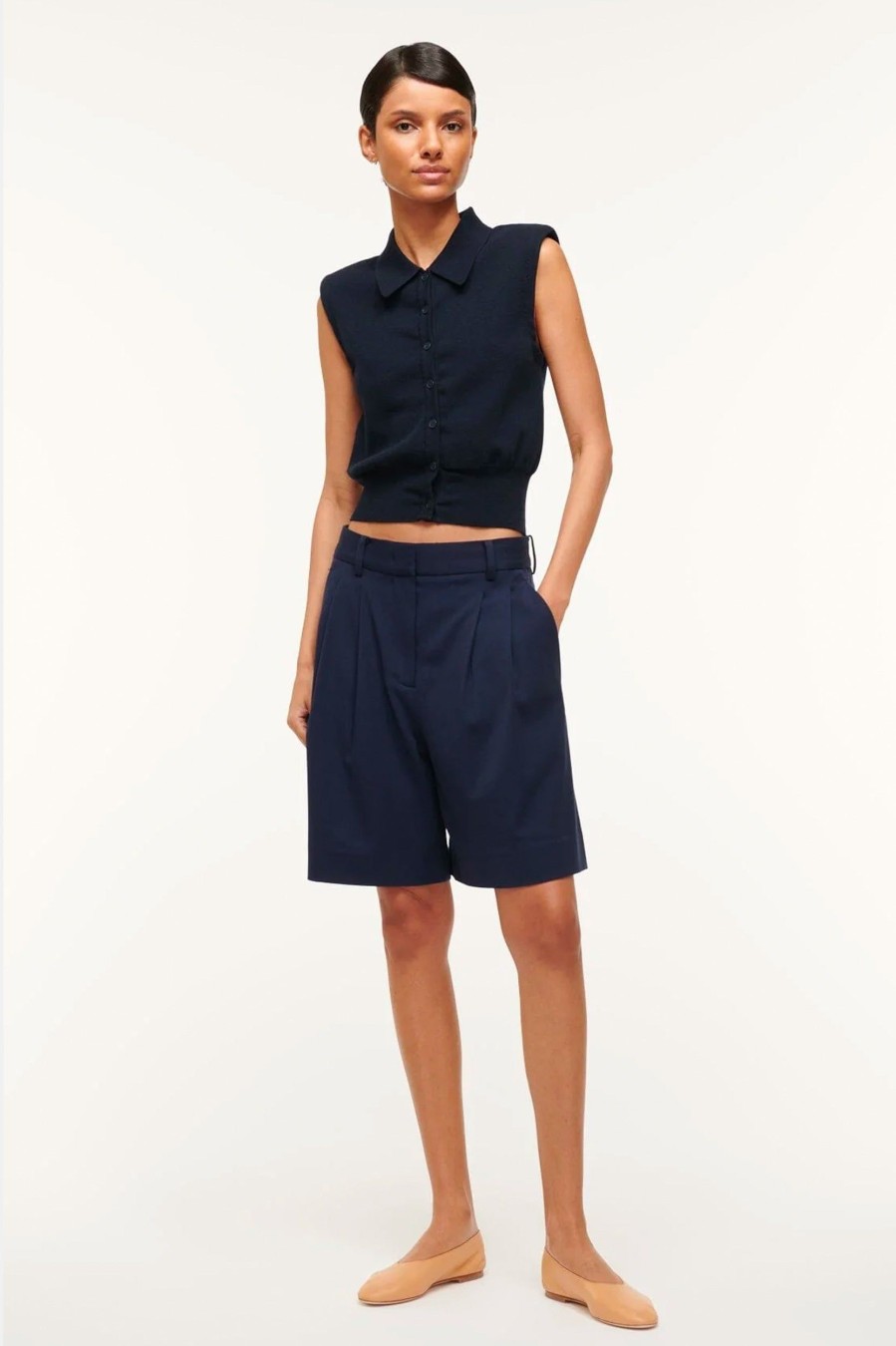 Shorts STAUD | Luisa Long Shorts In Navy Blue