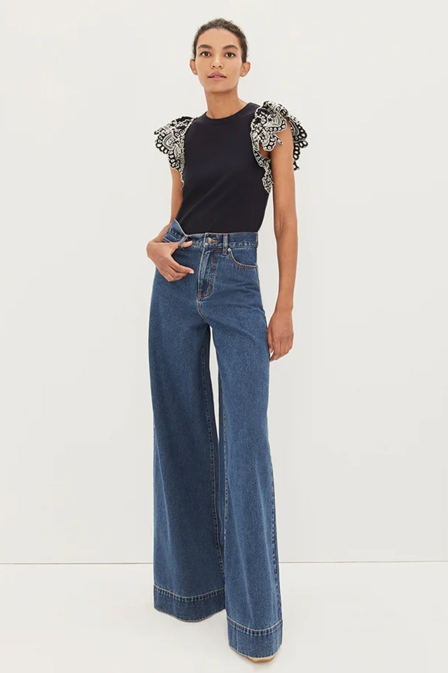 Denim Veronica Beard | Haizley Wide Leg Jean Denim