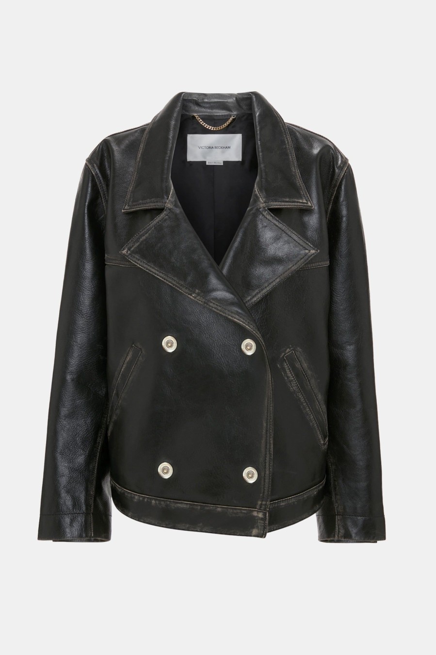 Coats And Jackets Victoria Beckham | Oversized Leather Jacket In Black