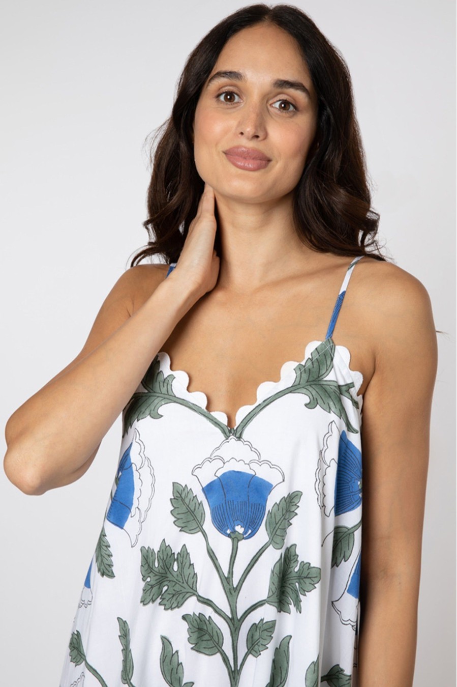 Dresses Juliet Dunn London | V Neck Midi Dress In Belleflower Blue Floral