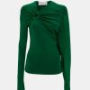 Tops And Shirts Victoria Beckham | Gathered Circle Detail Top In Viridian Green