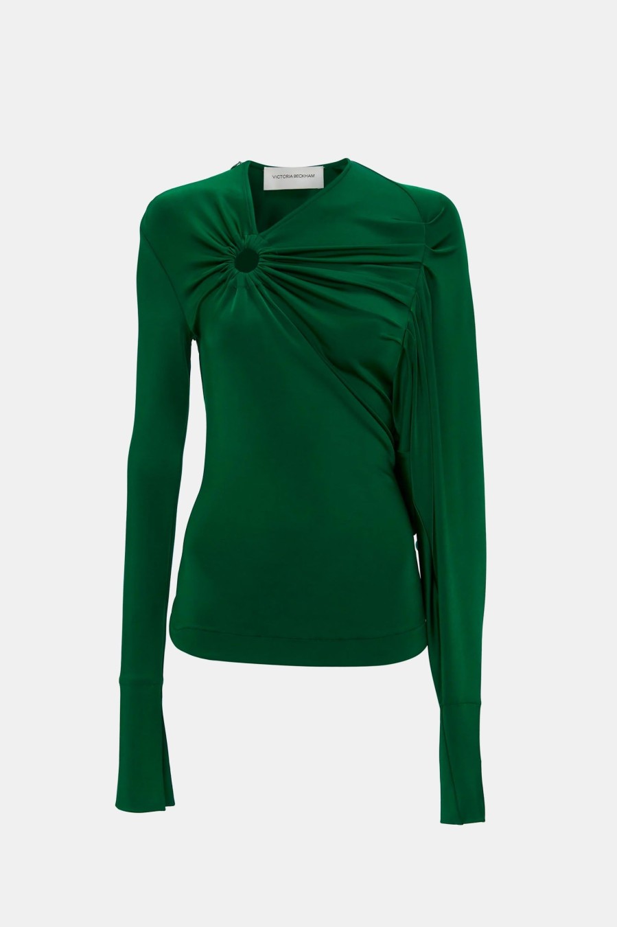 Tops And Shirts Victoria Beckham | Gathered Circle Detail Top In Viridian Green