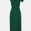 Dresses Roland Mouret | Asymmetric Wool Silk Midi Dress In Green