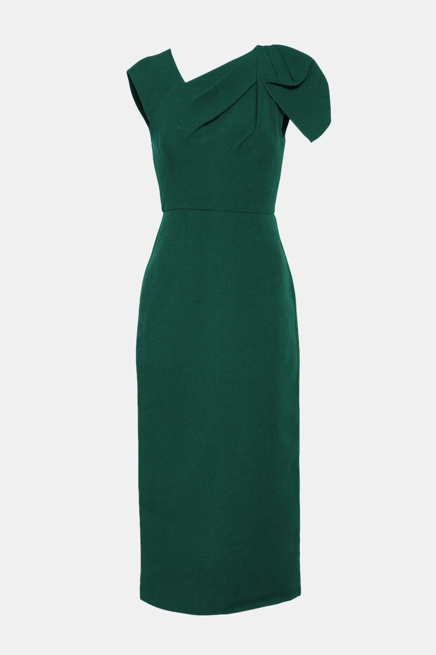 Dresses Roland Mouret | Asymmetric Wool Silk Midi Dress In Green