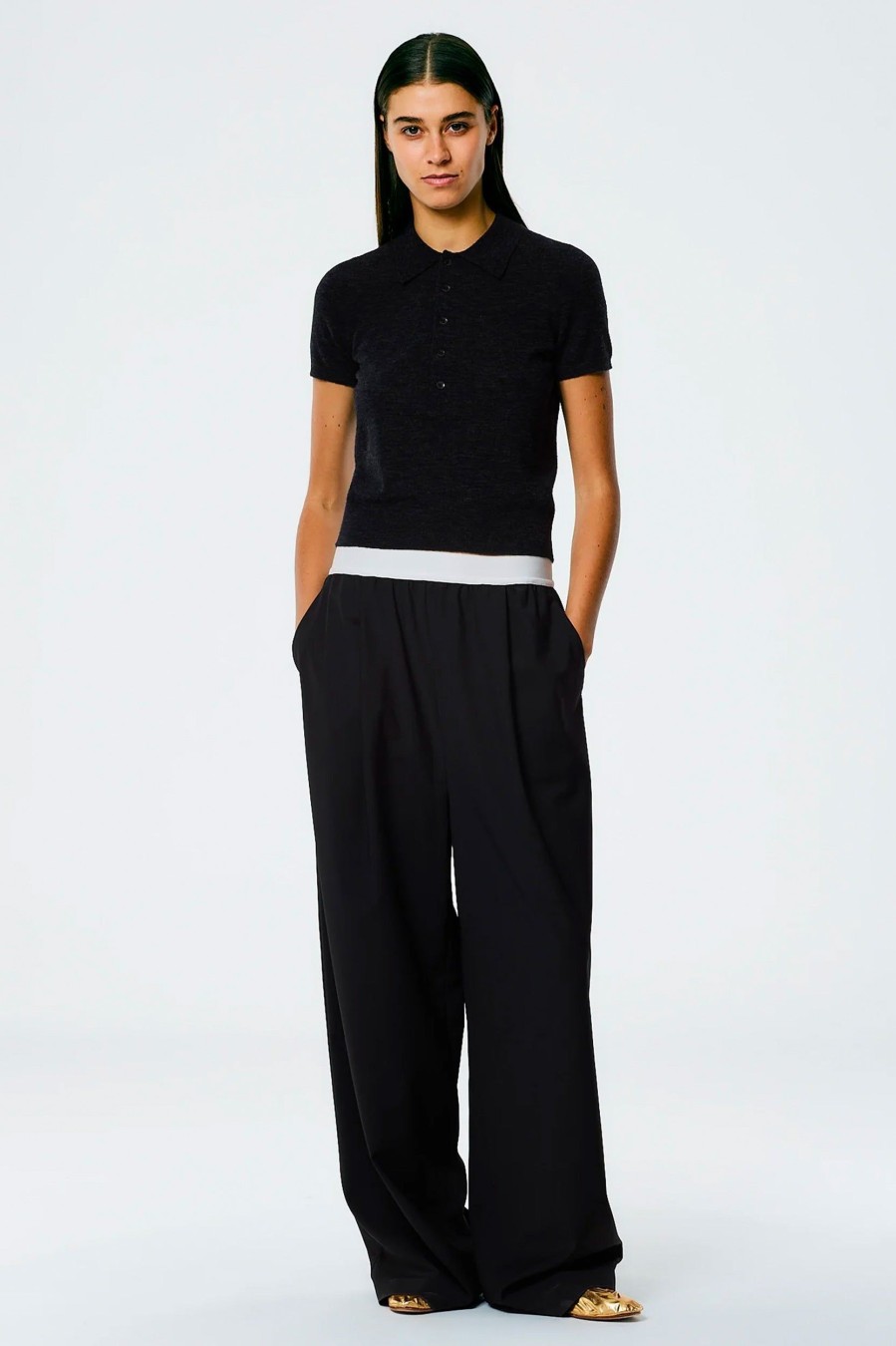 Trousers Tibi | Tropical Wool Marit Pull On Pant Black