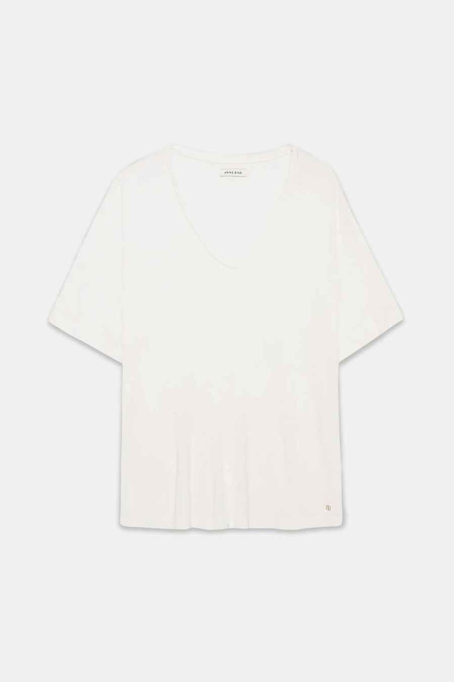 Tops And Shirts Anine Bing | Vale Tee In Off White Cashmere Blend Neutrals