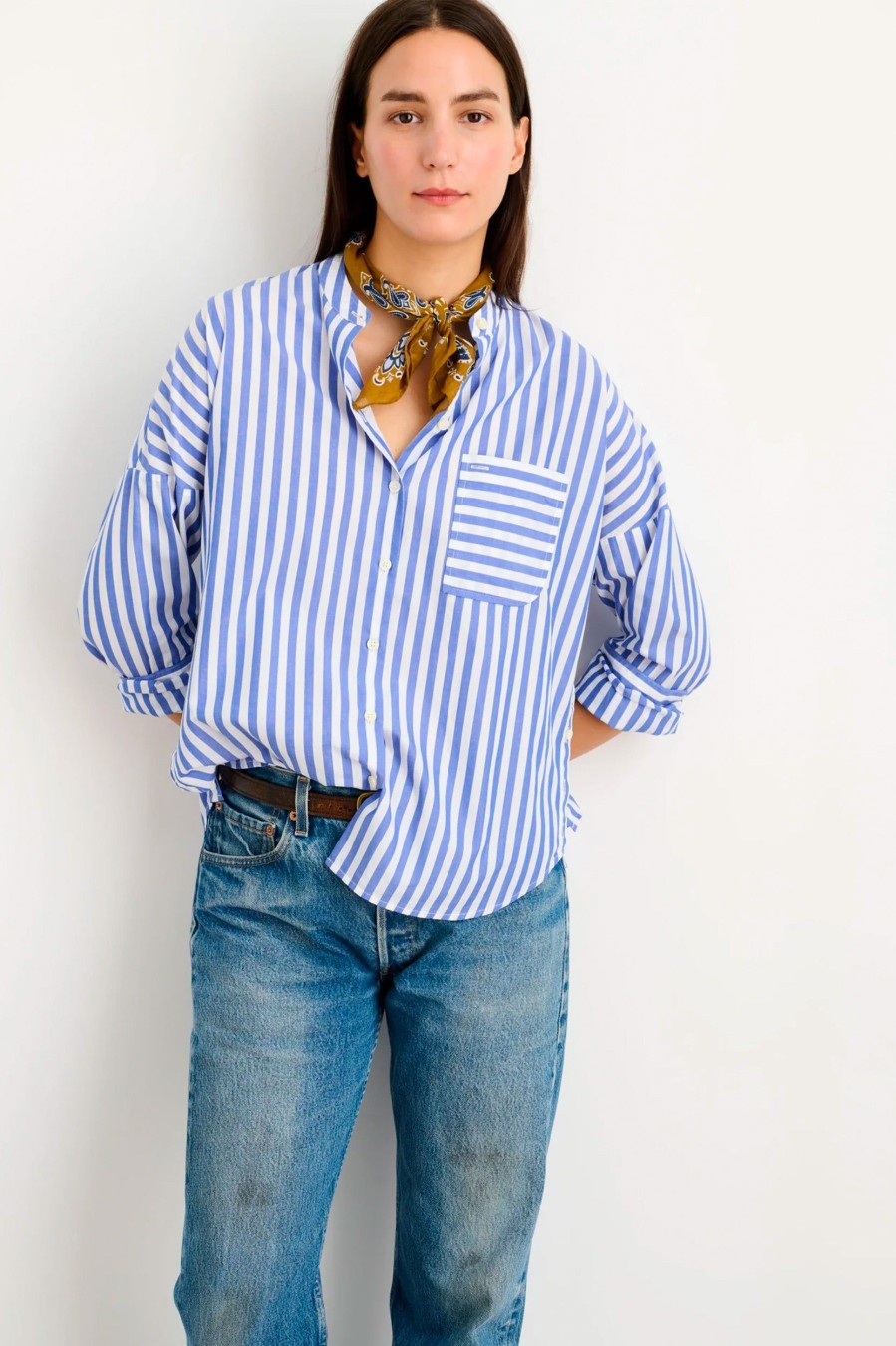 Tops And Shirts Alex Mill | Jo Cotton Shirt In Blue Stripe Multi