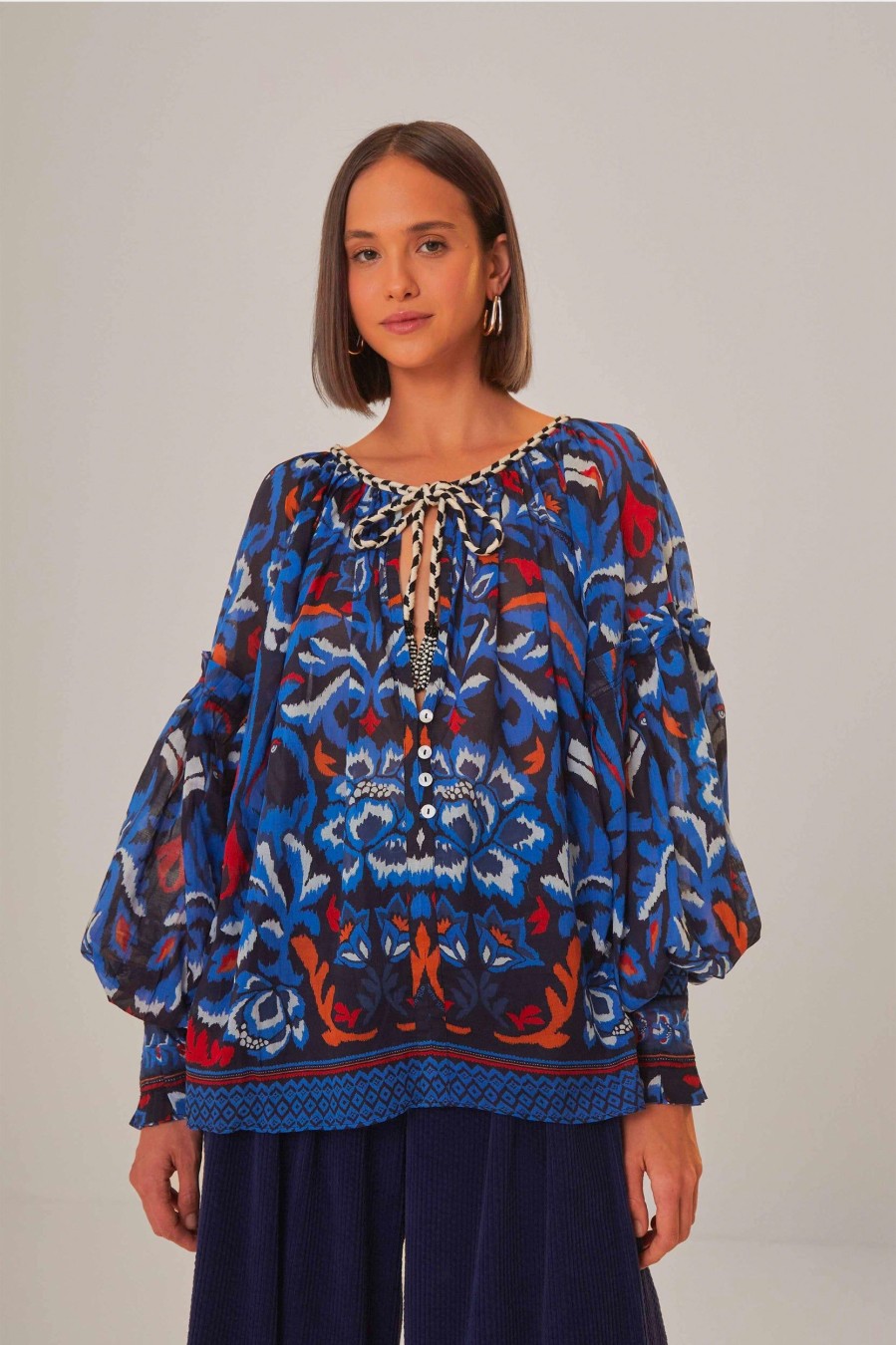 Tops And Shirts FARM Rio | Toucans Scarf Blouse In Black Multi