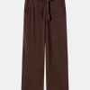 Trousers Lee Mathews | Cotton Cashmere Wide Leg Pant In Chocolate Brown