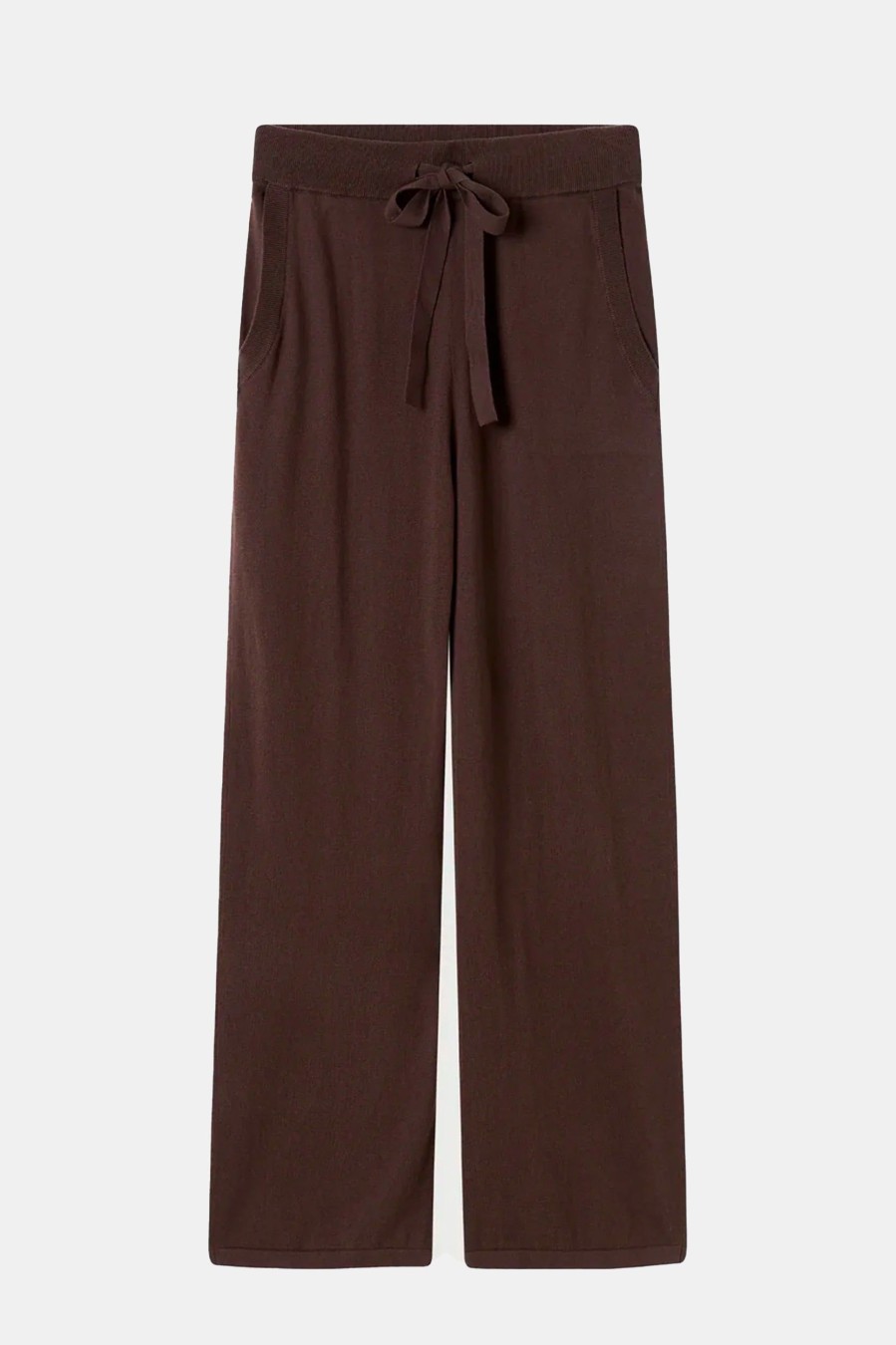 Trousers Lee Mathews | Cotton Cashmere Wide Leg Pant In Chocolate Brown