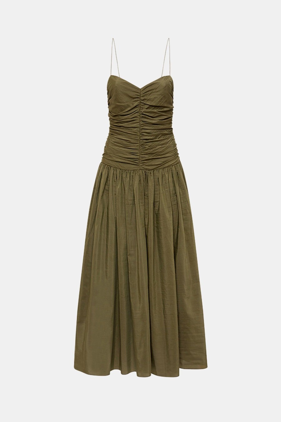 Dresses Matteau | Gathered Drop Waist Dress In Olive Green