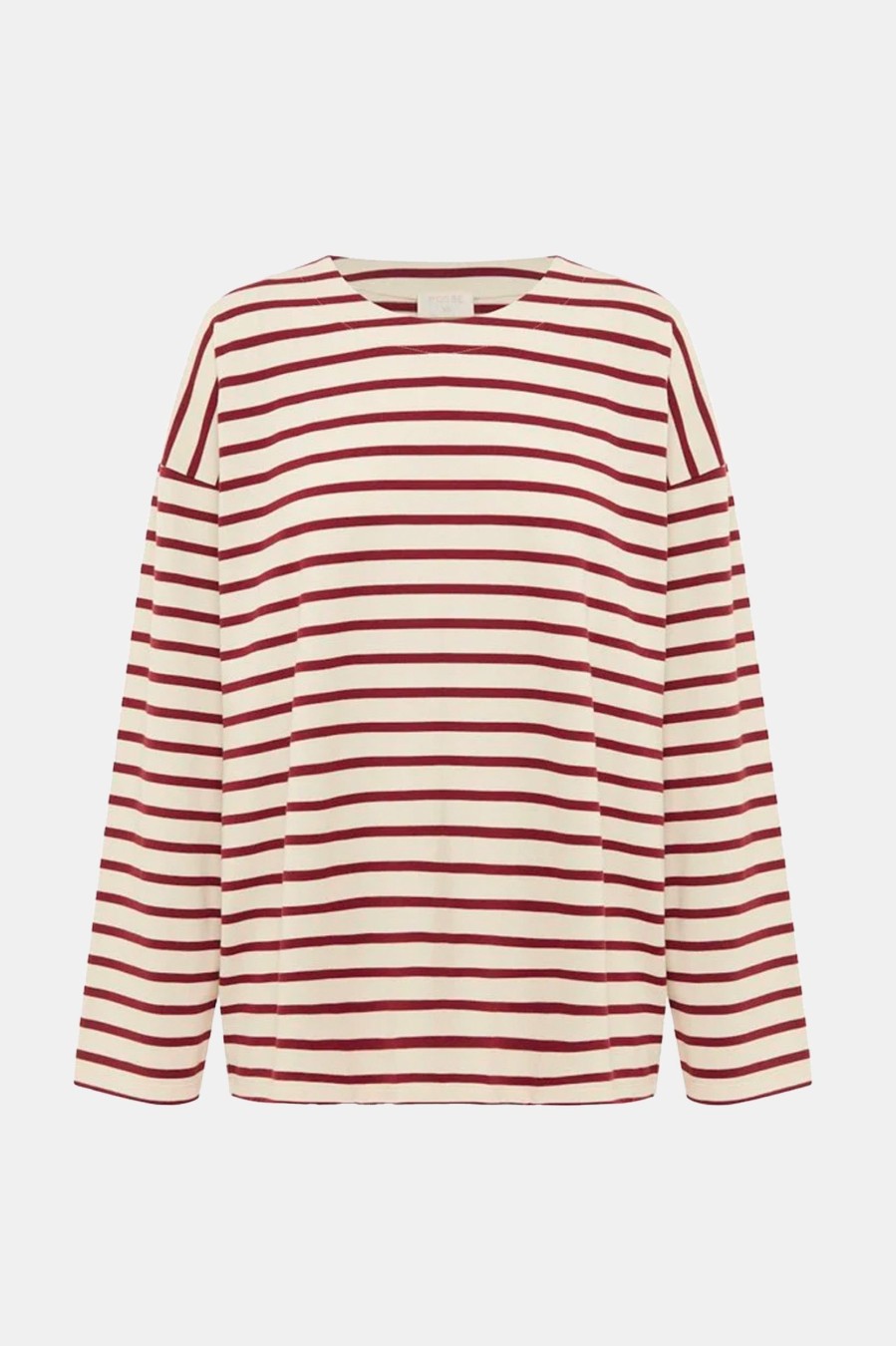 Tops And Shirts POSSE | Arlo Ls Stripe Top In Cream Crimson Multi