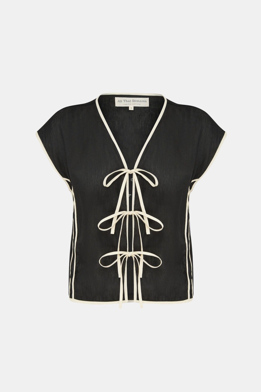 Tops And Shirts All That Remains | Ana Silk Top In Noir Cream Black