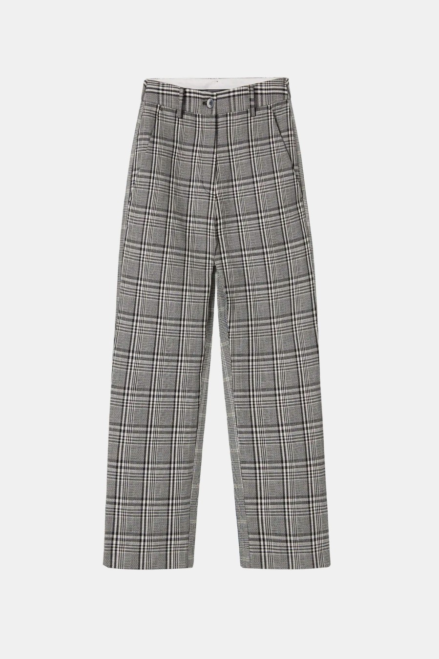 Trousers Lee Mathews | Leo Straight Leg Pant In Black Check Multi