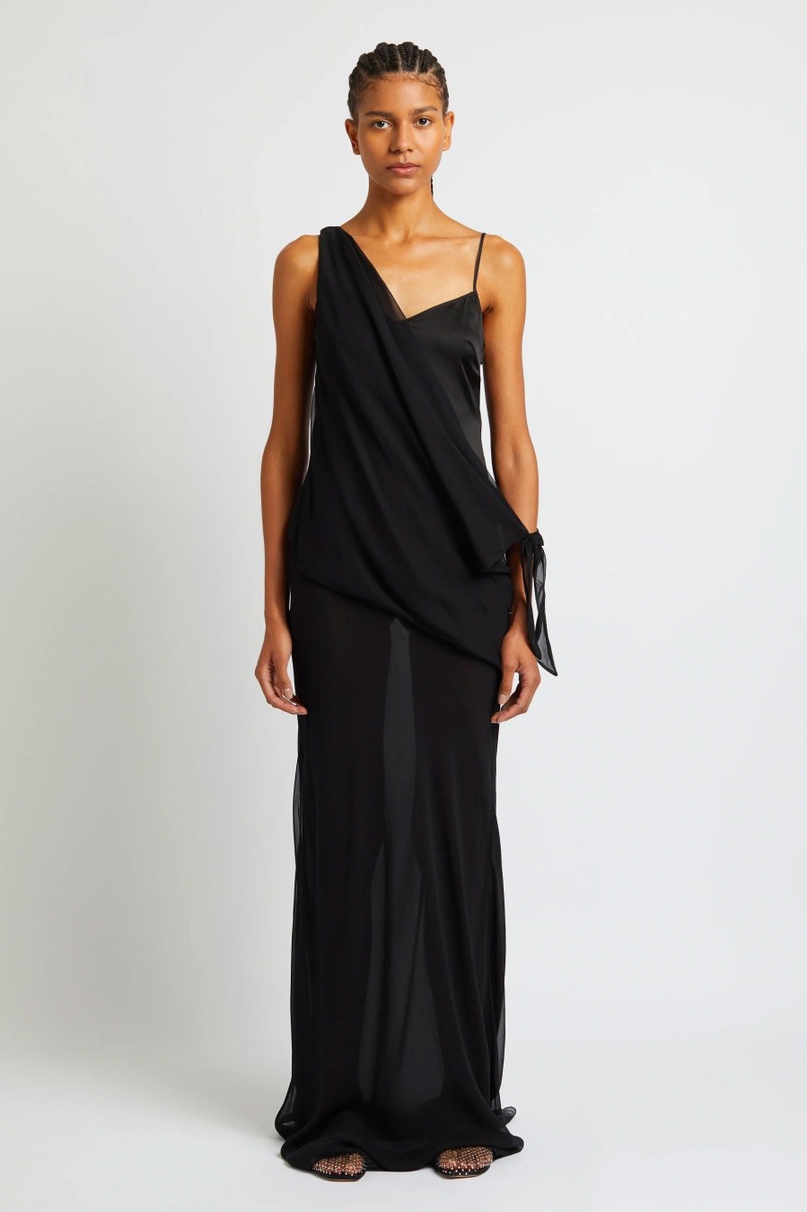 Dresses Christopher Esber | Drifted Silk Side Tie Dress In Black