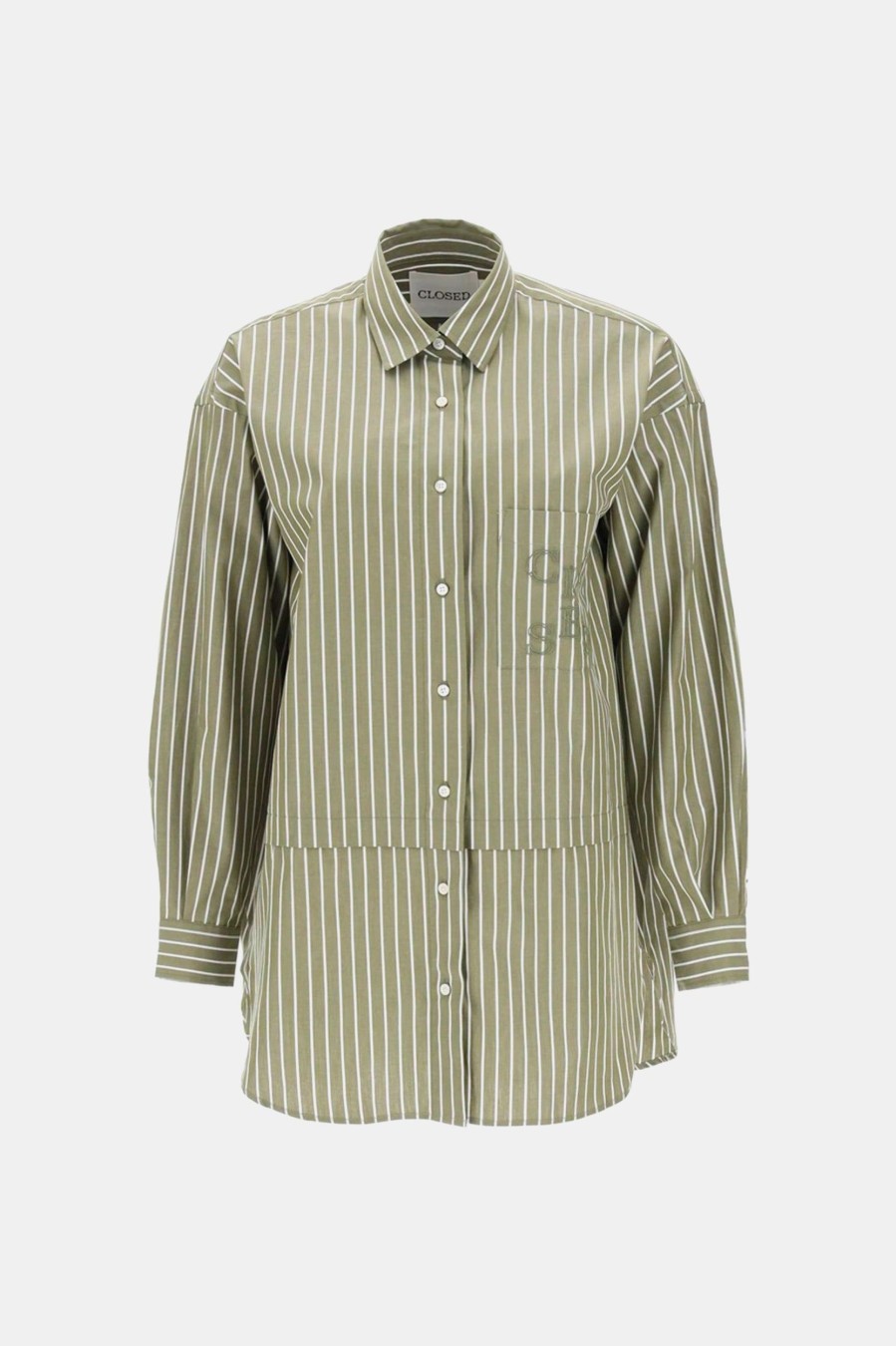 Tops And Shirts CLOSED | Long Stripe Blouse In Army Green