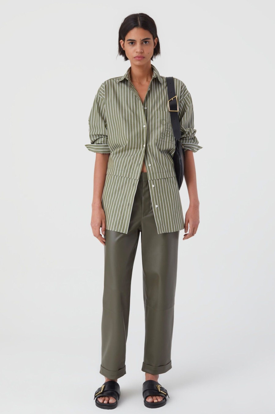 Tops And Shirts CLOSED | Long Stripe Blouse In Army Green