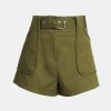 Shorts Derek Lam 10 Crosby | Montery Belted Short In Fatigue Green