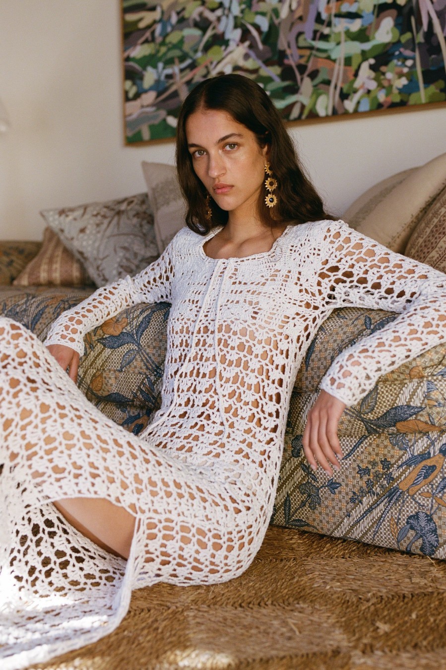 Dresses All That Remains | Grace Cotton Crochet Dress In Cream Neutrals