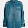 Coats And Jackets Victoria Beckham | Oversized Pleat Detail Shirt In Vintage Wash Denim