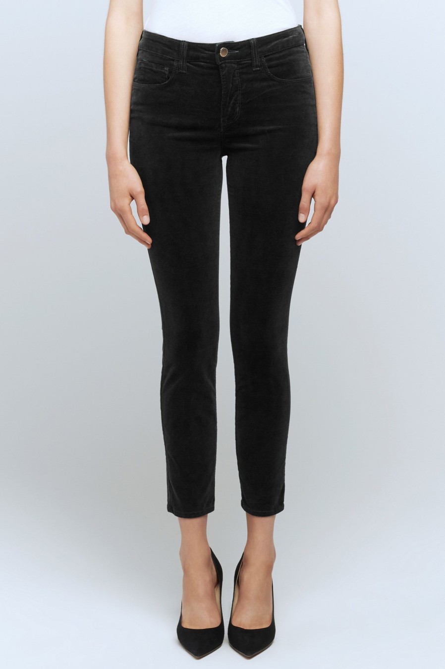 Jeans L'Agence | Margot Velvet Jean In Noir Black