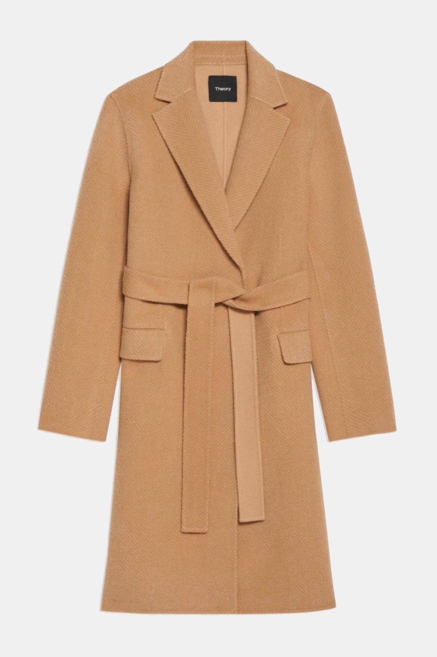 Coats And Jackets Theory | Chevron Wool Coat In Palomino Brown