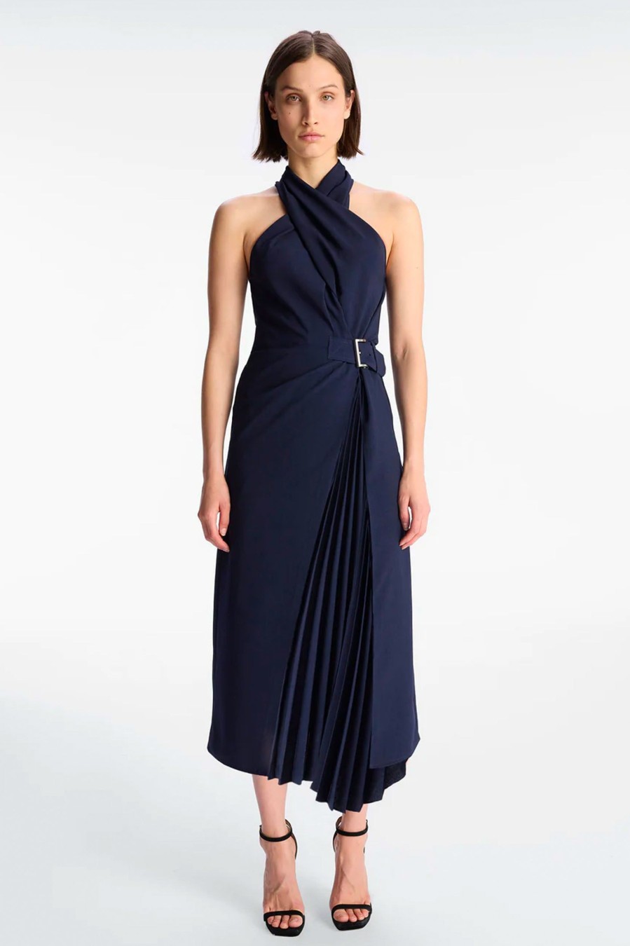 Dresses A.L.C. | Fiona Pleated Midi Dress In Evening Blue