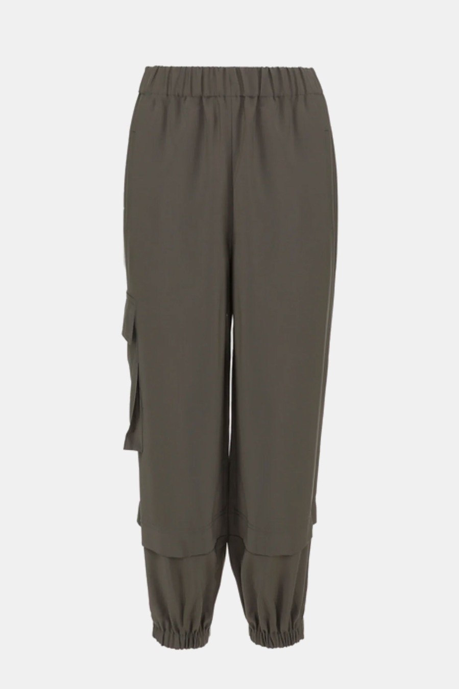 Trousers Tibi | Tropical Wool Wilt Jogger In Dark Stone Grey