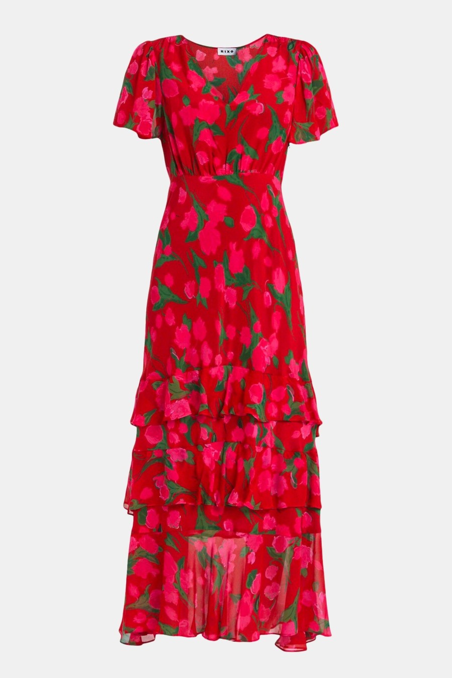 Dresses RIXO | Gilly Dress In Red Fontainhans Floral