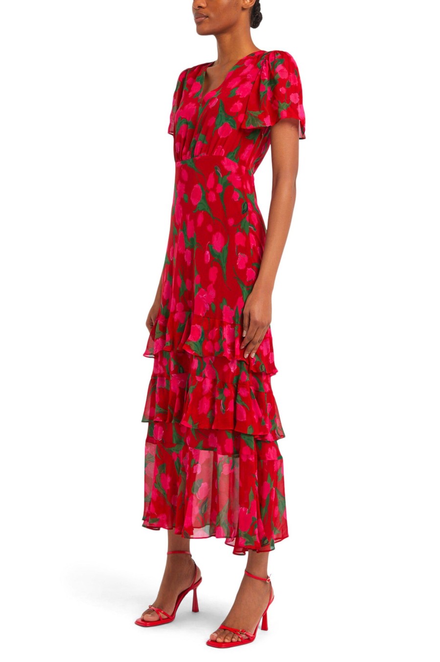 Dresses RIXO | Gilly Dress In Red Fontainhans Floral