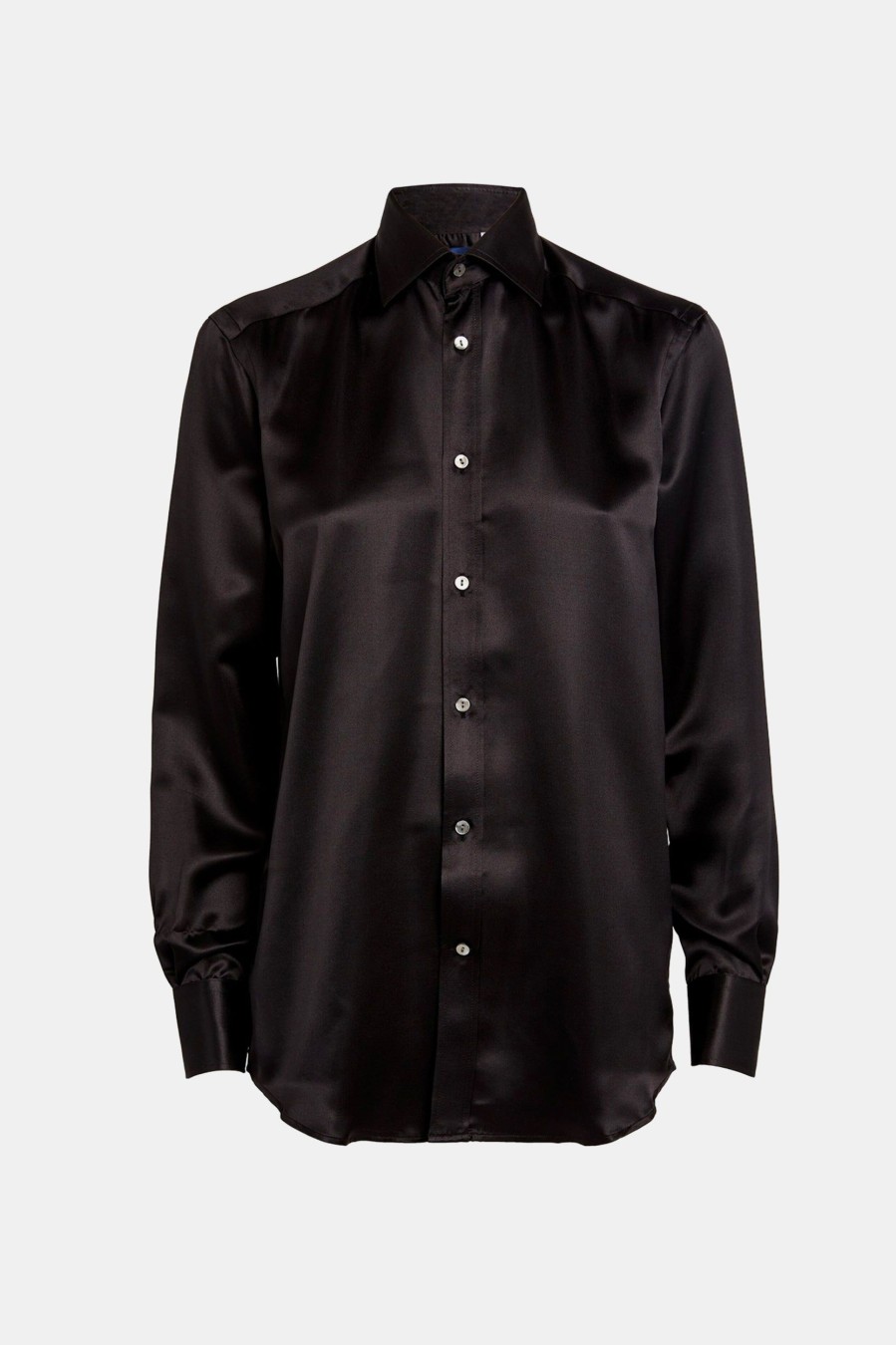 Tops And Shirts With Nothing Underneath | The Boyfriend Silk Shirt In Onyx Black