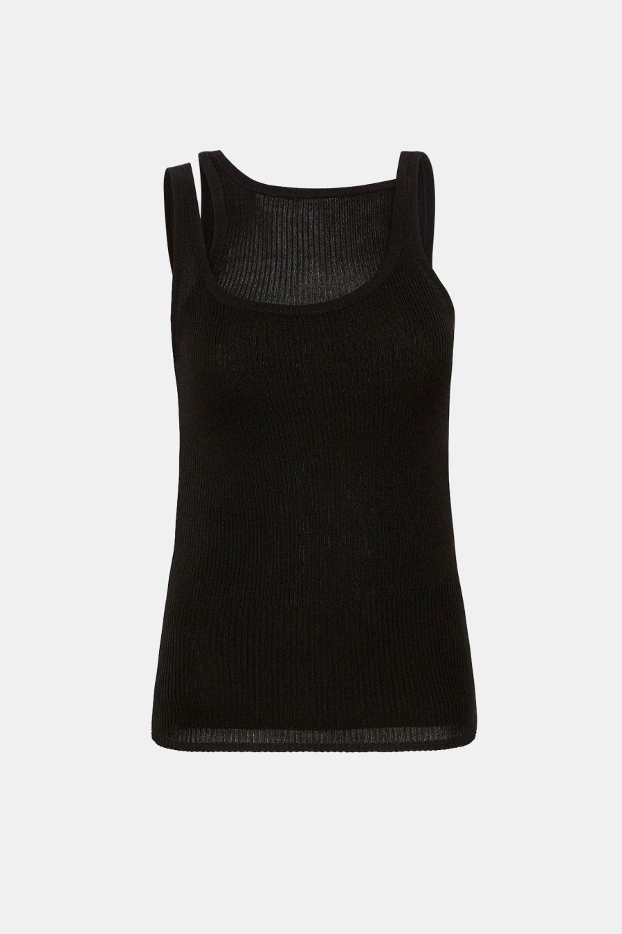 Tops And Shirts ST. AGNI | Double Layer Knit Singlet In Black