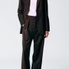 Coats And Jackets Tibi | Tropical Wool Max Blazer In Dark Brown