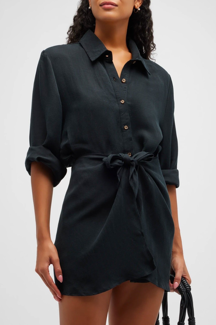 Dresses ANEMOS | The La Mini Wrap Dress In Black