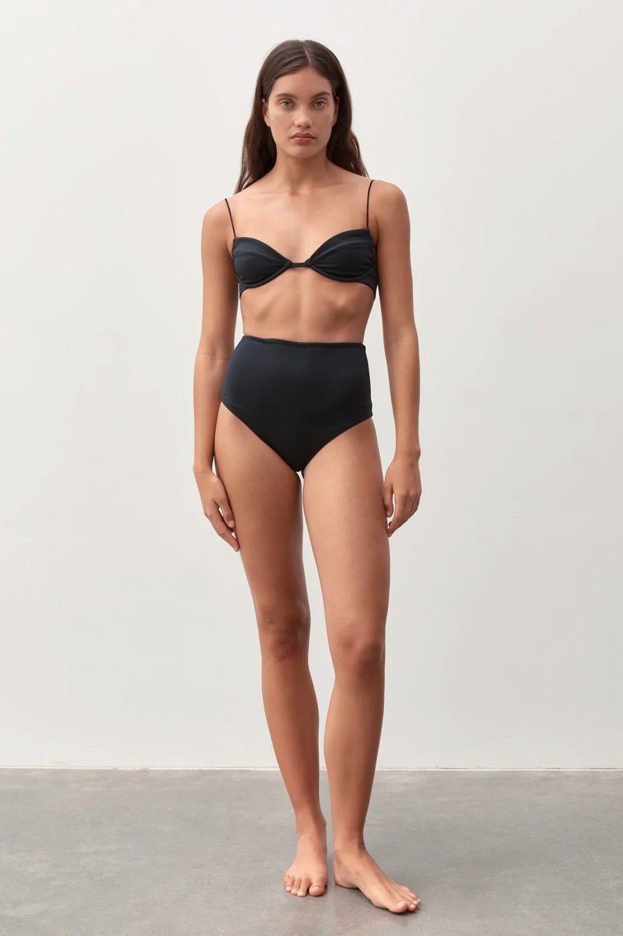 Swimwear Ziah | Fine Strap Almond Top In Black