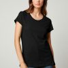 Tops And Shirts Velvet | Odelia Cotton Slub Crew Neck Tee In Black