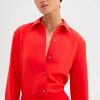 Tops And Shirts Theory | Classic Straight Shirt In Geranium Red