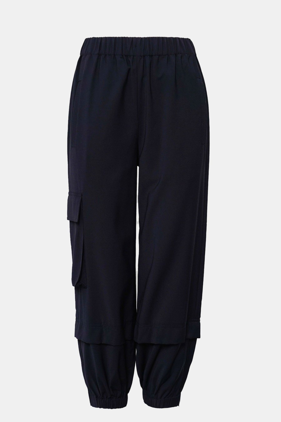 Trousers Tibi | Tropical Wool Wilt Jogger In Navy Blue