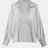 Tops And Shirts Anine Bing | Mylah Shirt In Silver Metallic