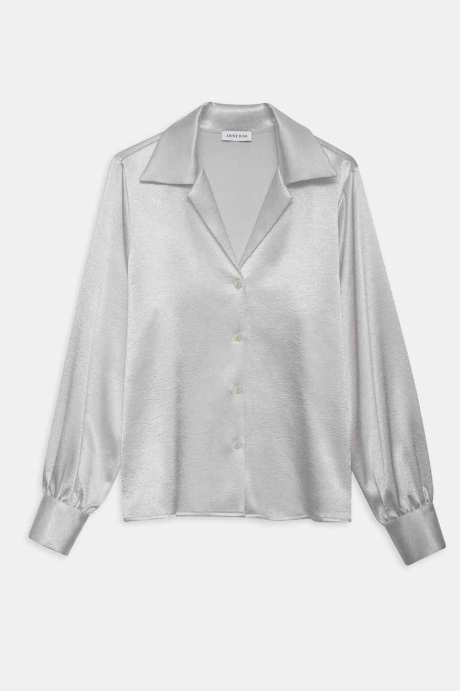 Tops And Shirts Anine Bing | Mylah Shirt In Silver Metallic