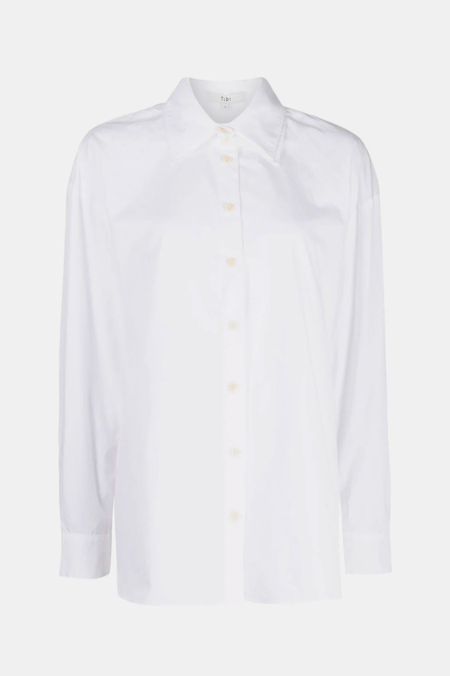 Tops And Shirts Tibi | Eco Poplin New Twisted Sleeve Shirt White